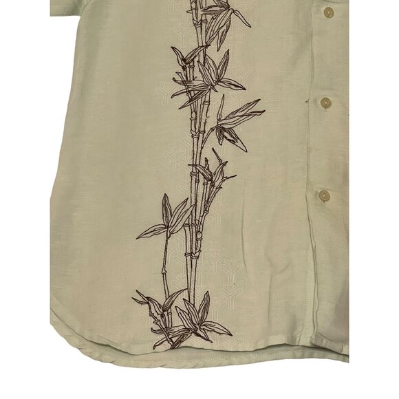 VTG Sobrino Men Bamboo Embroidered Button-Up Shirt Size L Lt Green - Picture 5 of 16